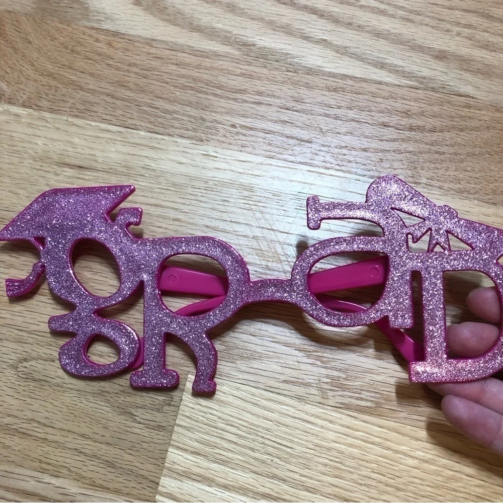 Grad Glasses Pink Glitter Graduation Kids